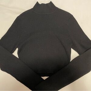 H&M Black Ribbed Turtleneck Mockneck Long Sleeve Top  - Size M